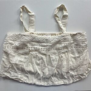Japna Ivory-Cream Crochet Wide Strap Crop Top Juniors Large‎ Boho